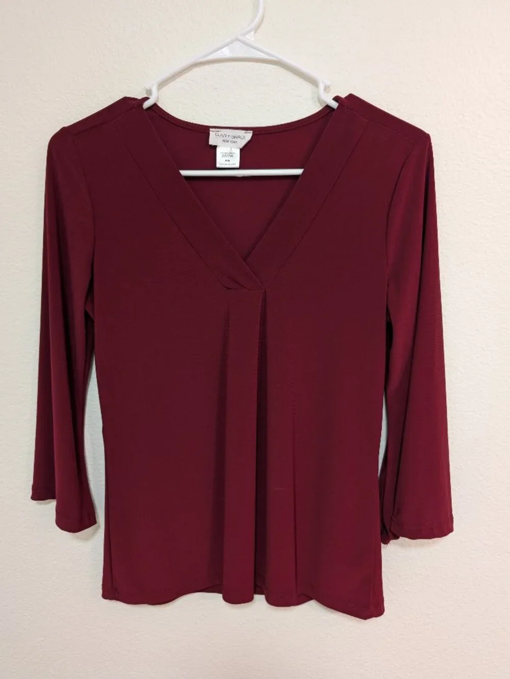 Elan + Grace Women’s 3/4 Sleeve Red Blouse Petite M